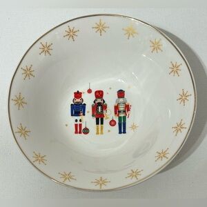 NEW Holiday Style Nutcracker Ceramic Bowls 7” Christmas Set of 4
